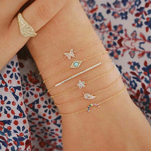 Load image into Gallery viewer, DIEZI Punk Butterfly Eye Star Moon Leaves Crystal Gem Shiny Gold Multilayer Chain Bracelet Set Women Exquisite Party Jewelry