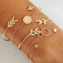 Load image into Gallery viewer, DIEZI Punk Butterfly Eye Star Moon Leaves Crystal Gem Shiny Gold Multilayer Chain Bracelet Set Women Exquisite Party Jewelry