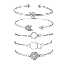Load image into Gallery viewer, DIEZI Punk Butterfly Eye Star Moon Leaves Crystal Gem Shiny Gold Multilayer Chain Bracelet Set Women Exquisite Party Jewelry