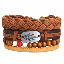 Load image into Gallery viewer, IF ME Vintage Leaf Feather Multilayer Leather Bracelet Men Fashion Braided Handmade Star Rope Wrap Bracelets &amp; Bangles Male Gift