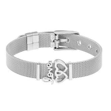 Load image into Gallery viewer, TOGORY Valentine&#39;s Day Gift Stainless Steel Mesh Bracelets Love Heart to Heart Charms Brand Bracelet for Woman Man Jewelry