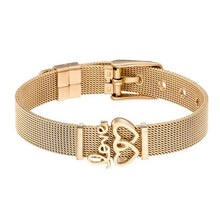 Load image into Gallery viewer, TOGORY Valentine&#39;s Day Gift Stainless Steel Mesh Bracelets Love Heart to Heart Charms Brand Bracelet for Woman Man Jewelry