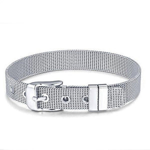 TOGORY Valentine's Day Gift Stainless Steel Mesh Bracelets Love Heart to Heart Charms Brand Bracelet for Woman Man Jewelry