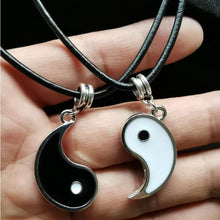 Load image into Gallery viewer, Gossip Tai Chi Yin Yang Necklaces For Women Leather 2 Pendants Share White Black Friendship Couple Christmas Gifts