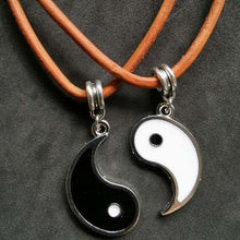 Load image into Gallery viewer, Gossip Tai Chi Yin Yang Necklaces For Women Leather 2 Pendants Share White Black Friendship Couple Christmas Gifts