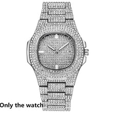 Load image into Gallery viewer, Necklace +Watch+Bracelet Hip Hop Miami Curb Cuban Chain Gold Silver Iced Out Paved Rhinestones CZ Bling Rapper For Men Jewelry