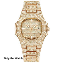 Load image into Gallery viewer, Necklace +Watch+Bracelet Hip Hop Miami Curb Cuban Chain Gold Silver Iced Out Paved Rhinestones CZ Bling Rapper For Men Jewelry