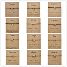 Load image into Gallery viewer, Black Colors Gold Card Fashion Jewelry 12 Constellations Zodiac Woven Bracelet Bangles For Women
