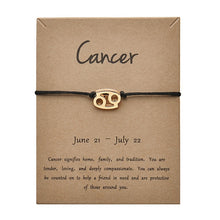 Load image into Gallery viewer, Black Colors Gold Card Fashion Jewelry 12 Constellations Zodiac Woven Bracelet Bangles For Women