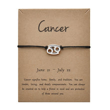 Load image into Gallery viewer, Black Colors Gold Card Fashion Jewelry 12 Constellations Zodiac Woven Bracelet Bangles For Women