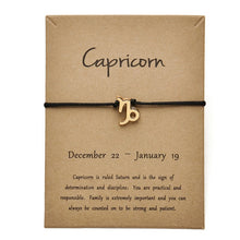 Load image into Gallery viewer, Black Colors Gold Card Fashion Jewelry 12 Constellations Zodiac Woven Bracelet Bangles For Women