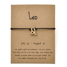 Load image into Gallery viewer, Black Colors Gold Card Fashion Jewelry 12 Constellations Zodiac Woven Bracelet Bangles For Women
