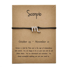 Load image into Gallery viewer, Black Colors Gold Card Fashion Jewelry 12 Constellations Zodiac Woven Bracelet Bangles For Women