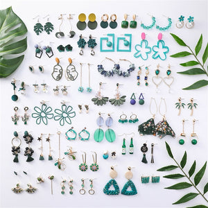 3#2019 New Korean Mori Simple Retro Cold Wind Earrings Geometric Flower Cactus Acrylic Pendant Women's Earrings Clothing Jewelry