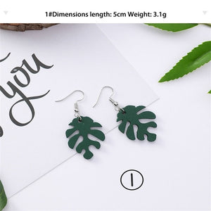 3#2019 New Korean Mori Simple Retro Cold Wind Earrings Geometric Flower Cactus Acrylic Pendant Women's Earrings Clothing Jewelry