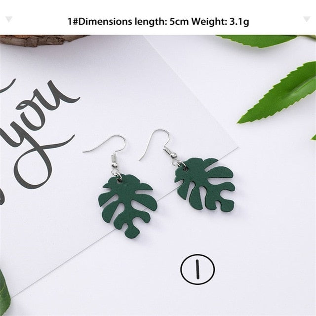3#2019 New Korean Mori Simple Retro Cold Wind Earrings Geometric Flower Cactus Acrylic Pendant Women's Earrings Clothing Jewelry