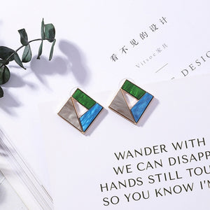 3#2019 New Korean Mori Simple Retro Cold Wind Earrings Geometric Flower Cactus Acrylic Pendant Women's Earrings Clothing Jewelry