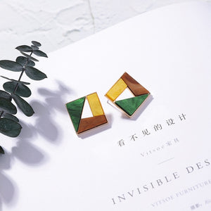 3#2019 New Korean Mori Simple Retro Cold Wind Earrings Geometric Flower Cactus Acrylic Pendant Women's Earrings Clothing Jewelry