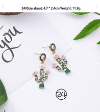 Load image into Gallery viewer, 3#2019 New Korean Mori Simple Retro Cold Wind Earrings Geometric Flower Cactus Acrylic Pendant Women&#39;s Earrings Clothing Jewelry