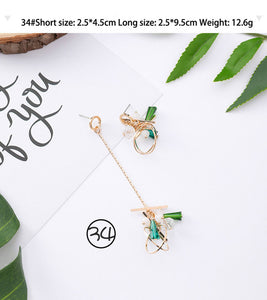 3#2019 New Korean Mori Simple Retro Cold Wind Earrings Geometric Flower Cactus Acrylic Pendant Women's Earrings Clothing Jewelry