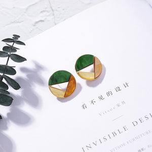 3#2019 New Korean Mori Simple Retro Cold Wind Earrings Geometric Flower Cactus Acrylic Pendant Women's Earrings Clothing Jewelry